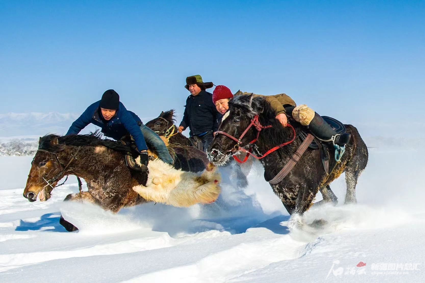 伊犁哈薩克自治州將冰雪休閑旅游與刁羊、賽馬等民俗活動相集合，打造民俗冰雪休閑游。秦杰攝